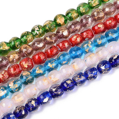 Handmade Gold & Silver Foil Glass Beads FOIL-N030-03A-01-1