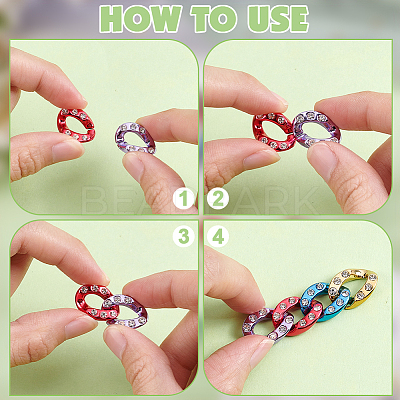 160Pcs 8 Colors ABS Plastic with Crystal Rhinestone Quick Link Connectors KY-AR0001-49-1