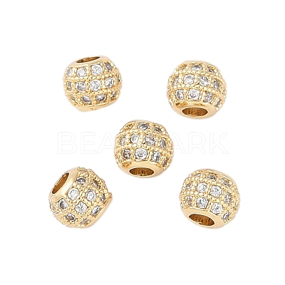 Rack Plating Brass Micro Pave Clear Cubic Zirconia Beads LS-KK-Z060-21G-1