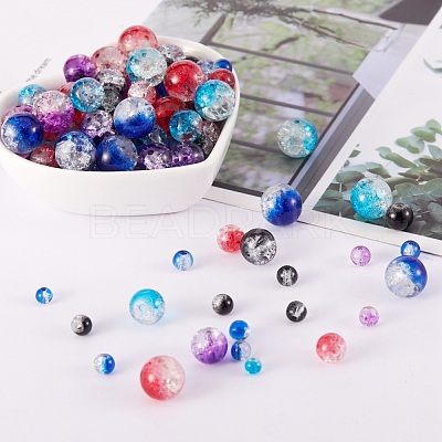 150Pcs 5 Styles Baking Paint Crackle Glass Bead Strands CCG-SZ0001-07-1