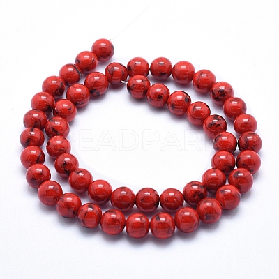 Sea Shell and Synthetic Turquoise Assembled Beads Strands G-G758-11-4mm-1