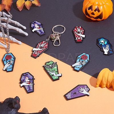16Pcs 8 Style Opaque Printed Acrylic Pendants SACR-SZ0001-21-1