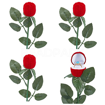 Flocking Plastic Rose Finger Ring Boxes CON-DR0001-02-1