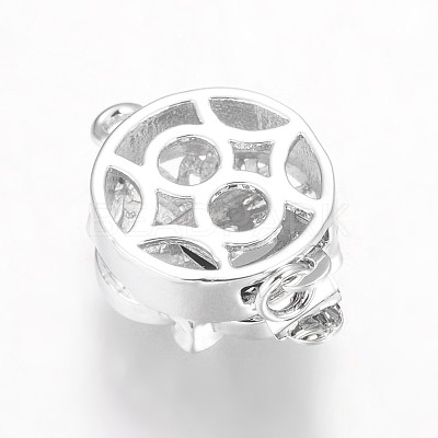 Hollow Flower Rack Plating Brass Micro Pave Cubic Zirconia Box Clasps KK-L141-14P-NR-1