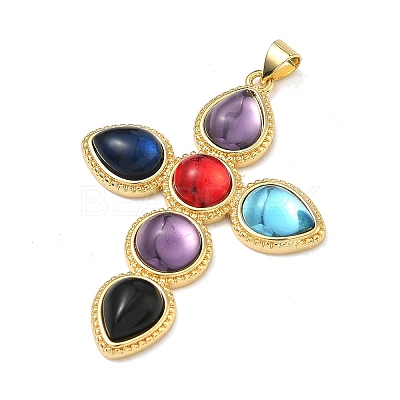 Brass Resin Pendants KK-A293-25G-01-1
