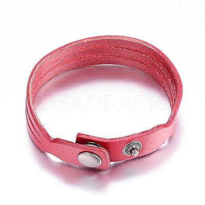 Leather Cord Snap Bracelets BJEW-P099-10-1