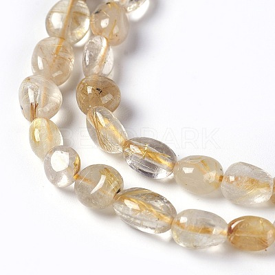 Natural Gold Rutilated Quartz Beads Strands LS-G-L493-15-1