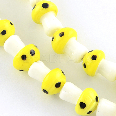 Mushroom Handmade Lampwork Beads Strands X-LAMP-R116-08-1
