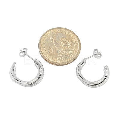 304 Stainless Steel Twist C-Shaped Stud Earrings for Women EJEW-C096-40P-1
