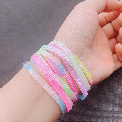 10Pcs 10 Colors Luminous Elastic Silicone Wristbands FS-WG75BF8-01-1
