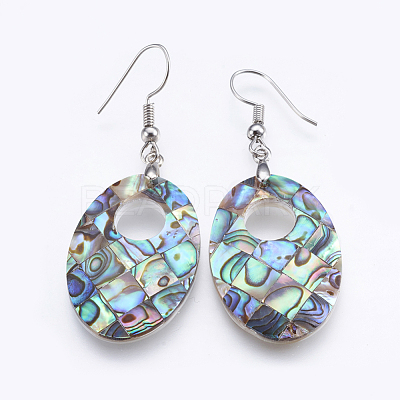 Abalone Shell/Paua Shell Dangle Earrings EJEW-F147-C01-1