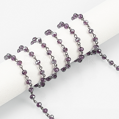 Handmade Glass Beaded Chains for Necklaces Bracelets Making AJEW-OC0001-78-1