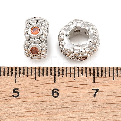 Brass Micro Pave Orange Cubic Zirconia European Beads CU-CBAB99C-03P-1