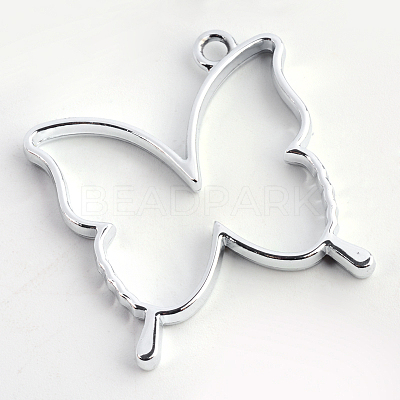 Rack Plating Alloy Butterfly Open Back Bezel Pendants X-PALLOY-S047-34D-FF-1