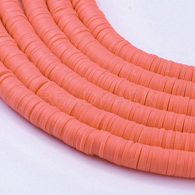 Flat Round Handmade Polymer Clay Beads CLAY-R067-8.0mm-14-1