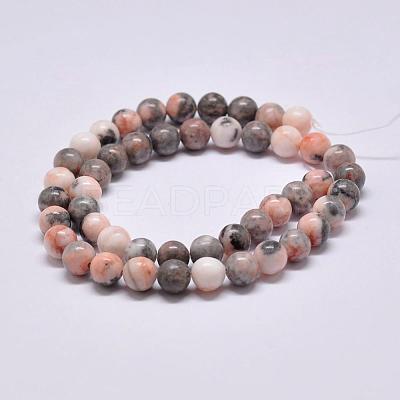 Natural Pink Zebra Jasper Beads Strands X-G-P231-01-4mm-1