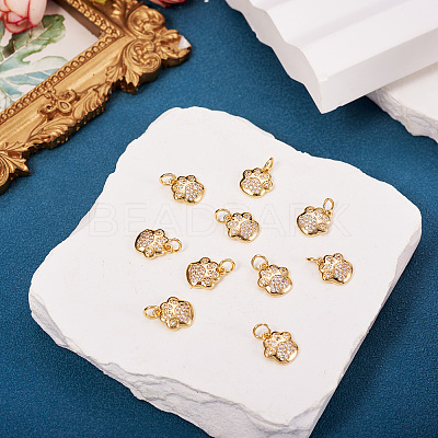 Brass Micro Pave Clear Cubic Zirconia Charms X1-RJEW-T063-38G-NF-1