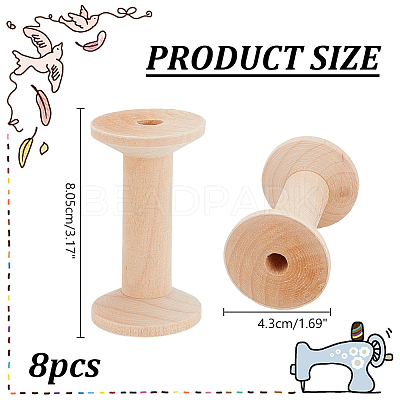 Wood Thread Bobbins TOOL-WH0155-140-1