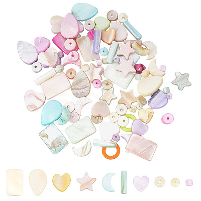 120Pcs Macaron Color Natural Shell Beads SHEL-SC0001-71-1