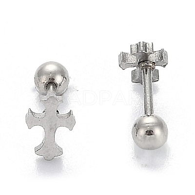 Tarnish Resistant 201 Stainless Steel Barbell Cartilage Earrings EJEW-R147-31-1