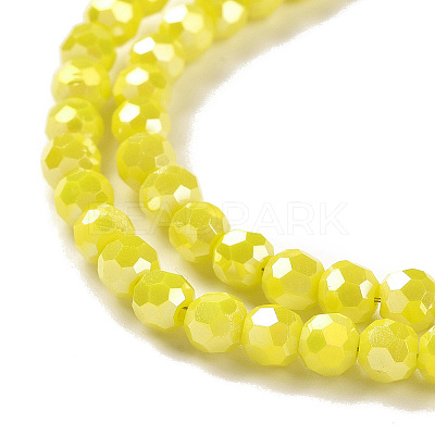 Faceted Round Full Rainbow Plated Electroplate Glass Beads Strands EGLA-J130-FR05-1