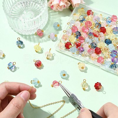100Pcs 10 Colors Transparent Spray Paint Glass Pendants PALLOY-CJ00123-1