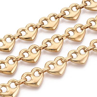 304 Stainless Steel Heart Link Chains CHS-Q009-03G-03-1
