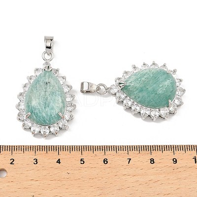 Natural Amazonite & Rhinestone Pendants G-K338-31P-04-1