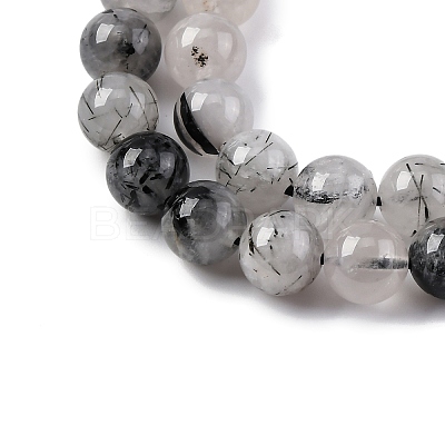Natural Tourmalinated Quartz Beads Strands G-P336-02A-8mm-1