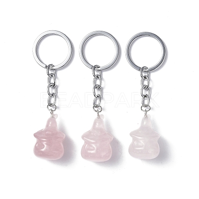 Natural Rose Quartz Keychains KEYC-P011-04P-10-1