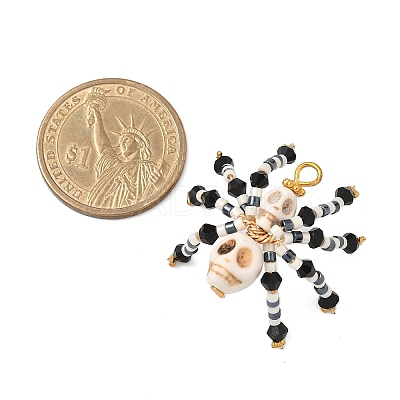 Halloween Theme Dyed Synthetic Turquoise & Glass Seed Beads Pendants PALLOY-MZ00774-03-1