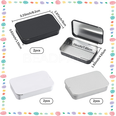 6Pcs Slide Top Tinplate Trinket Storage Boxes CON-SP0001-23A-1