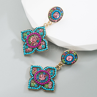 Bohemia Alloy Rhinestone Stud Dangle Earrings for Women WG793A0-01-1