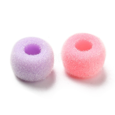Flocky Acrylic European Beads OACR-E020-06-1