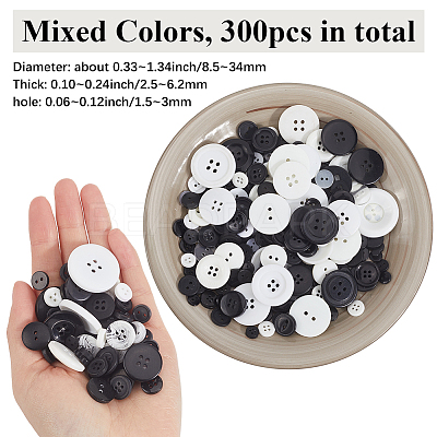 300Pcs 2 Colors Resin Buttons DIY-SP0003-98A-1