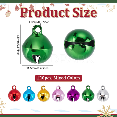 120Pcs Iron Round Bell Charms IFIN-ME0001-28-1