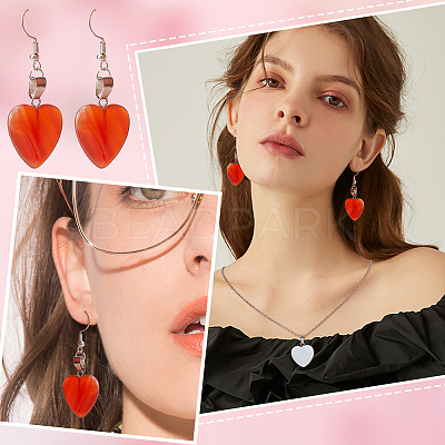 25Pcs Heart Natural & Synthetic Gemstone Pendants PH-G-G755-01-1