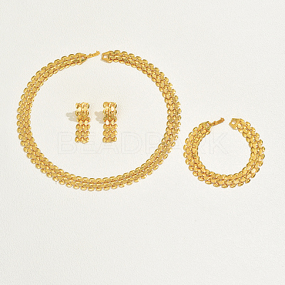 Retro Alloy Chain Bracelets & Earrings & Necklaces Sets for Women FZ4495-1