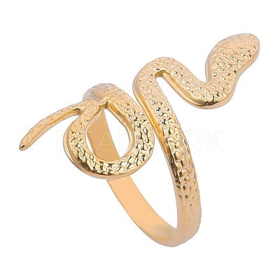 Snake 304 Stainless Steel Open Cuff Ring for Women FM9814-2-1