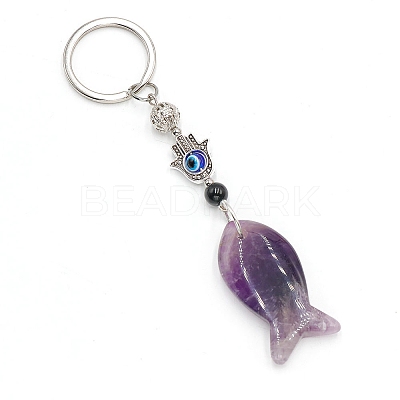 Natural Amethyst Fish Keychain PW-WG77624-09-1