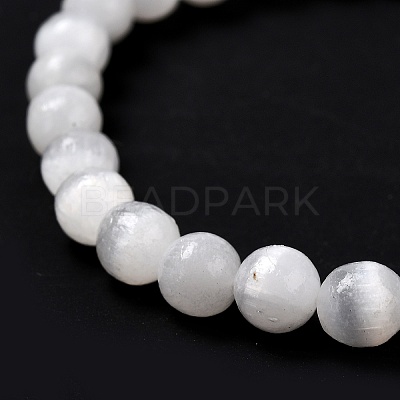 Natural Selenite Beaded Stretch Bracelets BJEW-F414-01A-02-1