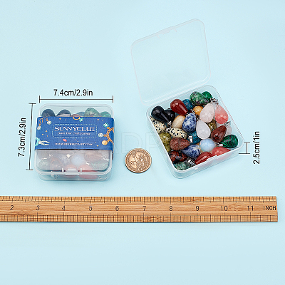 30Pcs 15 Colors Gemstone Pendants G-SC0001-40-1