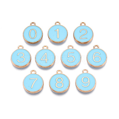 Light Gold Plated Alloy Enamel Charms ENAM-T010-05G-01-1