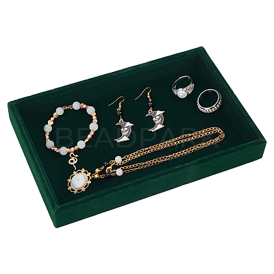 Rectangle Wood Covered with Velvet Jewelry Display Trays AJEW-WH0332-26-1