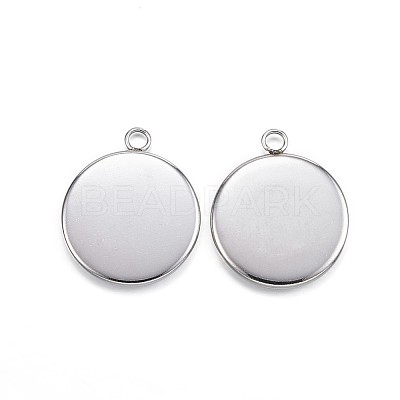 Tarnish Resistant 304 Stainless Steel Pendant Cabochon Settings STAS-G127-13-14mm-P-1