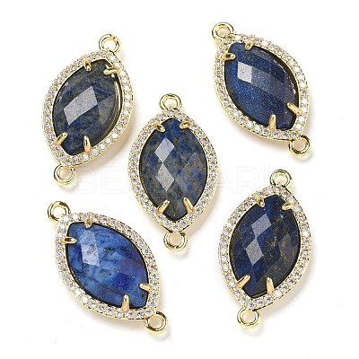 Dyed Natural Lapis Lazuli Faceted Horse Eye Connector Charms G-G181-07G-04-1