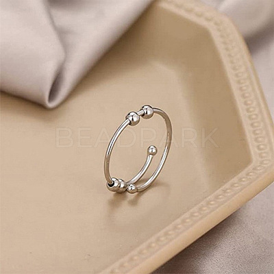 201 Stainless Steel Round Beaded Spinner Rings WG5F549-01-1