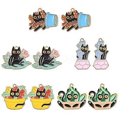 10Pcs 5 Styles Alloy Enamel Pandants FIND-YW0005-71-1