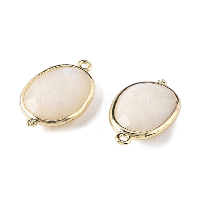Natural Moonstone Faceted Oval Connector Charms G-H323-02G-10-1