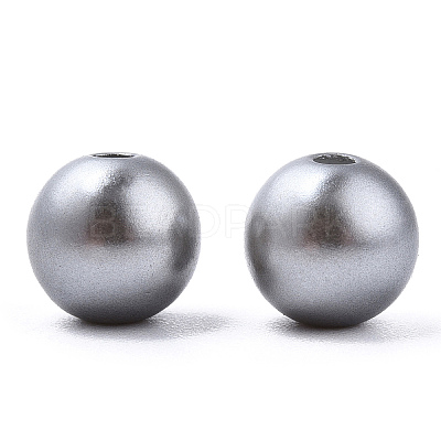 Spray Painted ABS Plastic Imitation Pearl Beads OACR-T015-05B-02-1
